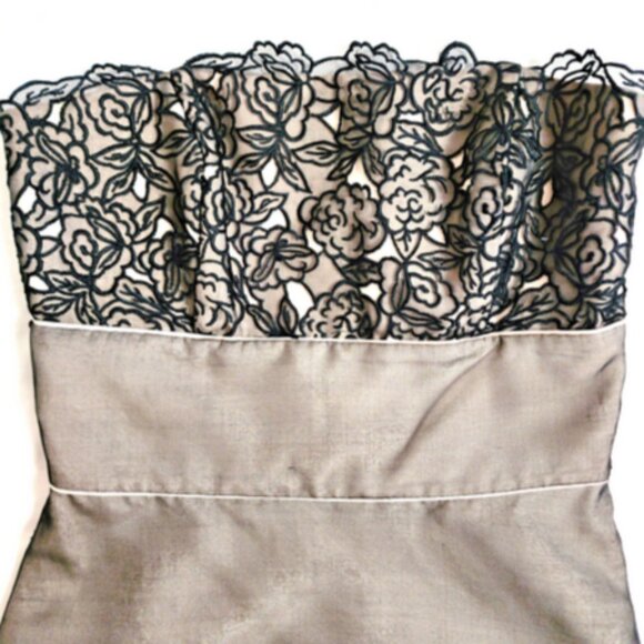 White House Black Market Silk Chiffon Strapless w/Floral Embroidery Detail 0 - Picture 2 of 10